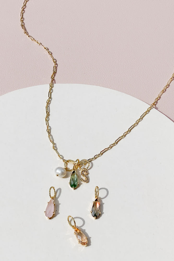 Cubic Initial Trio Charm Necklace