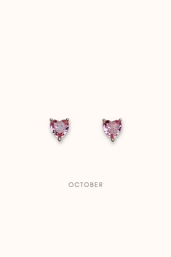 Birthstone Heart Ear Studs