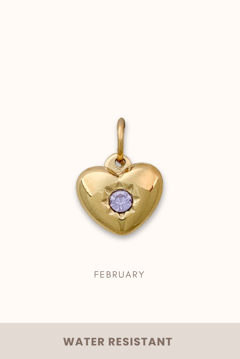 Heart Birthstone Charm (Stainless Steel)