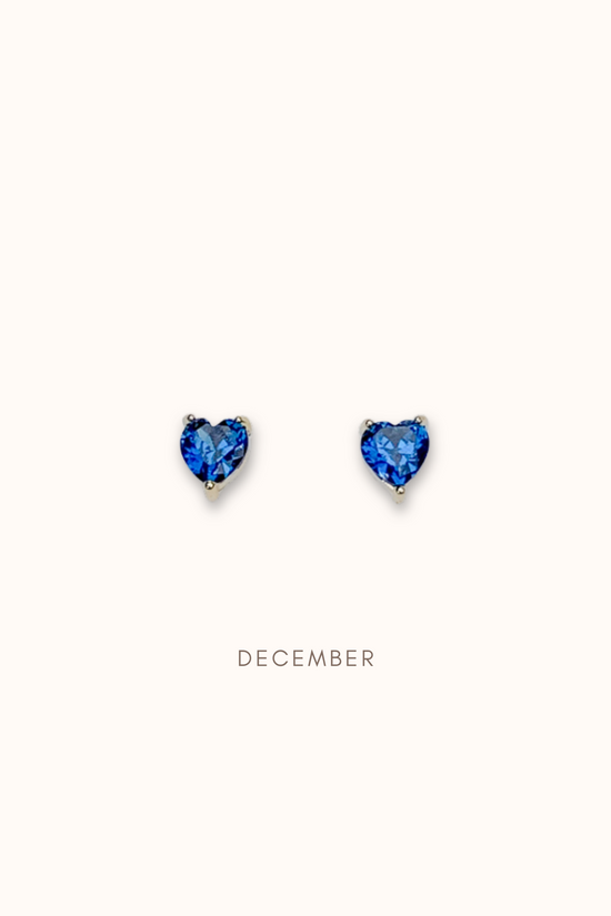 Birthstone Heart Ear Studs