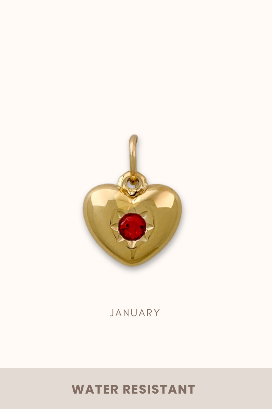 Heart Birthstone Charm (Stainless Steel)