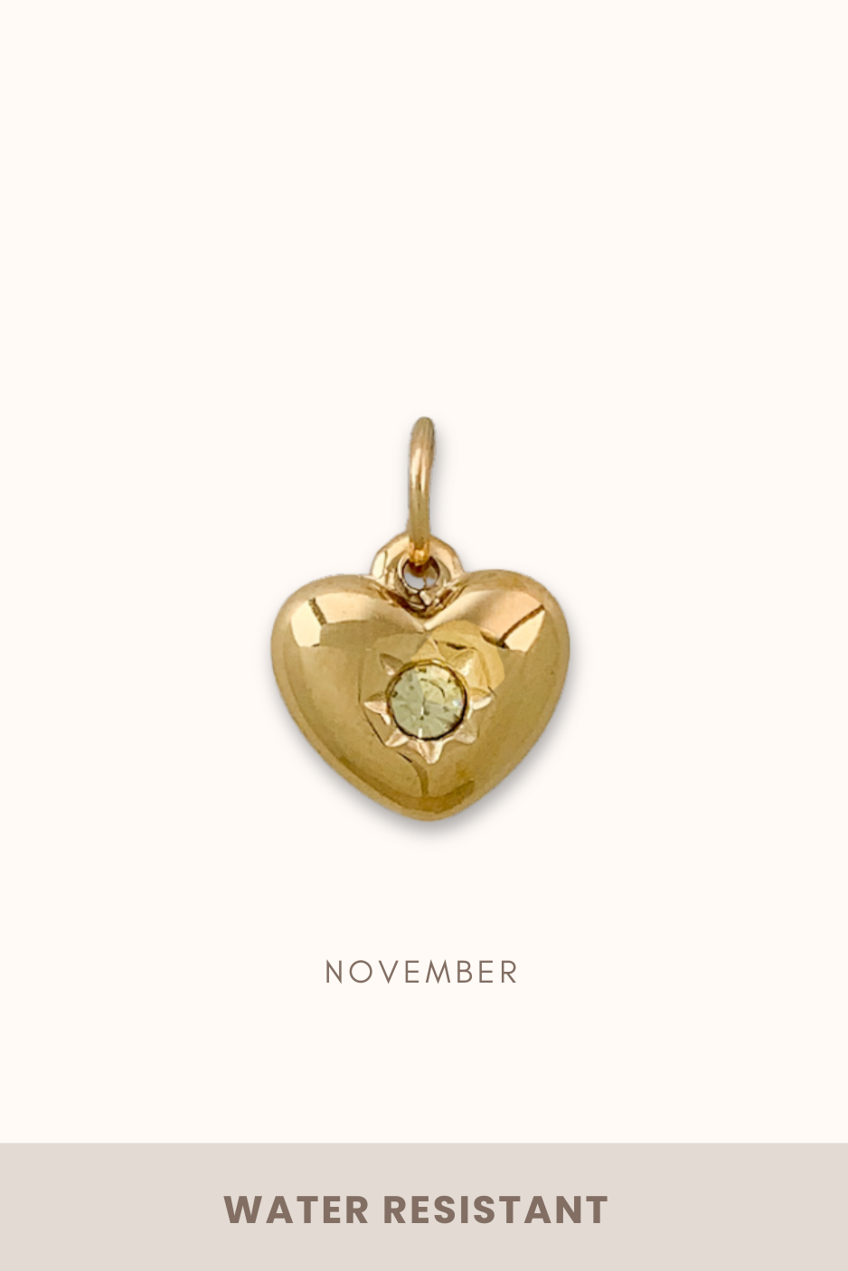 Heart Birthstone Charm (Stainless Steel)