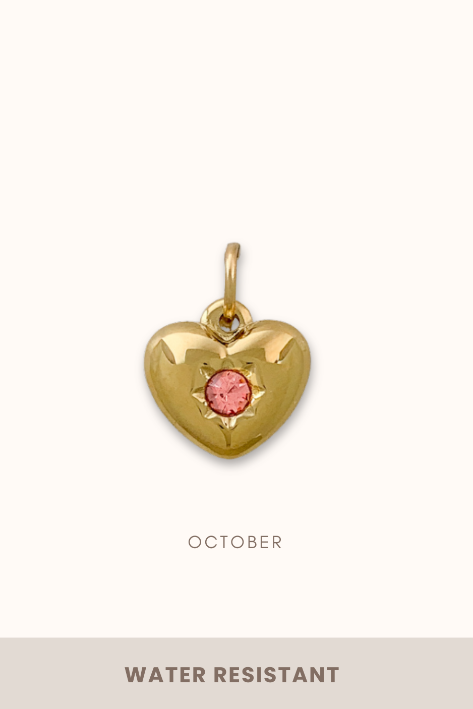 Heart Birthstone Charm (Stainless Steel)