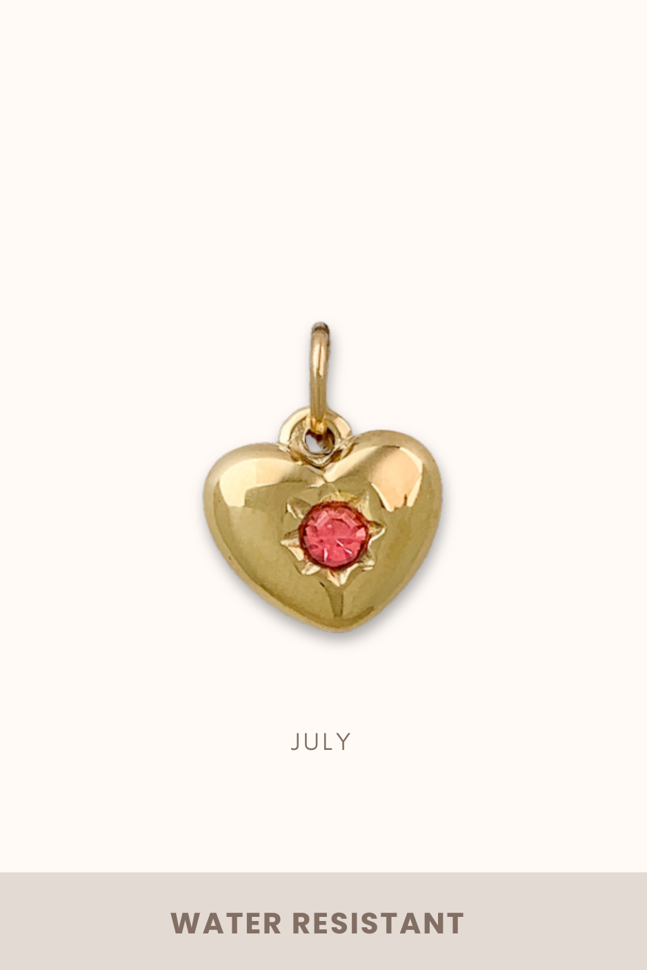 Heart Birthstone Charm (Stainless Steel)