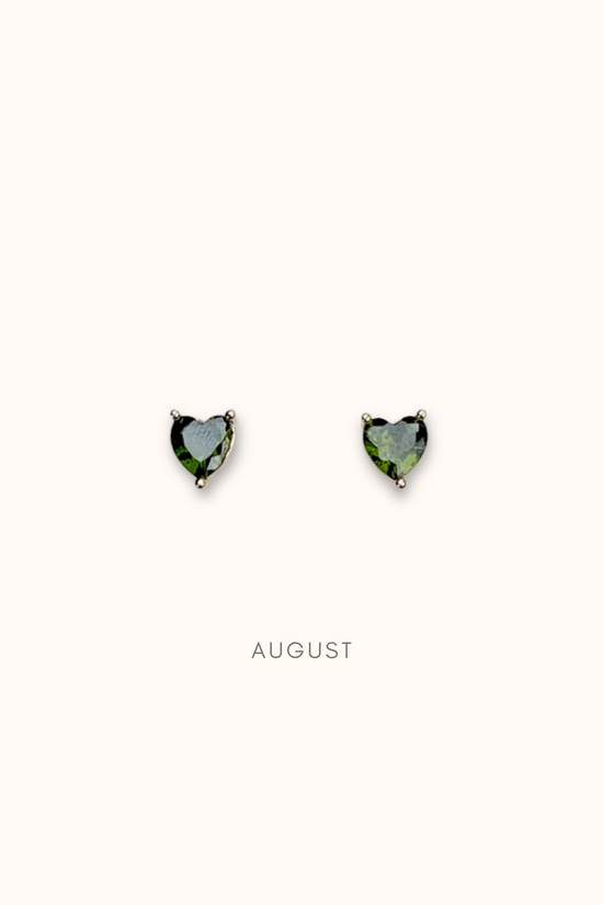 Birthstone Heart Ear Studs