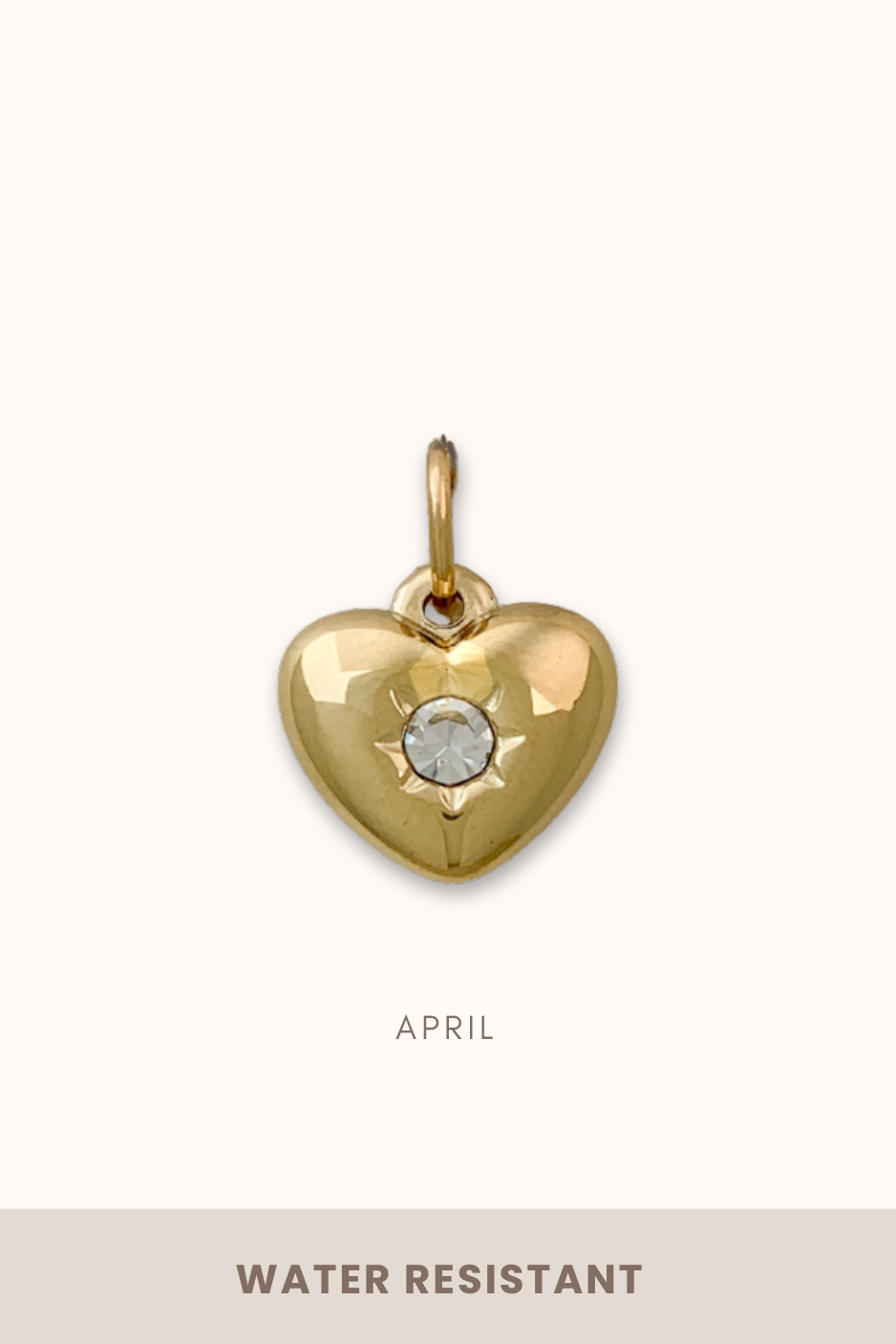 Heart Birthstone Charm (Stainless Steel)