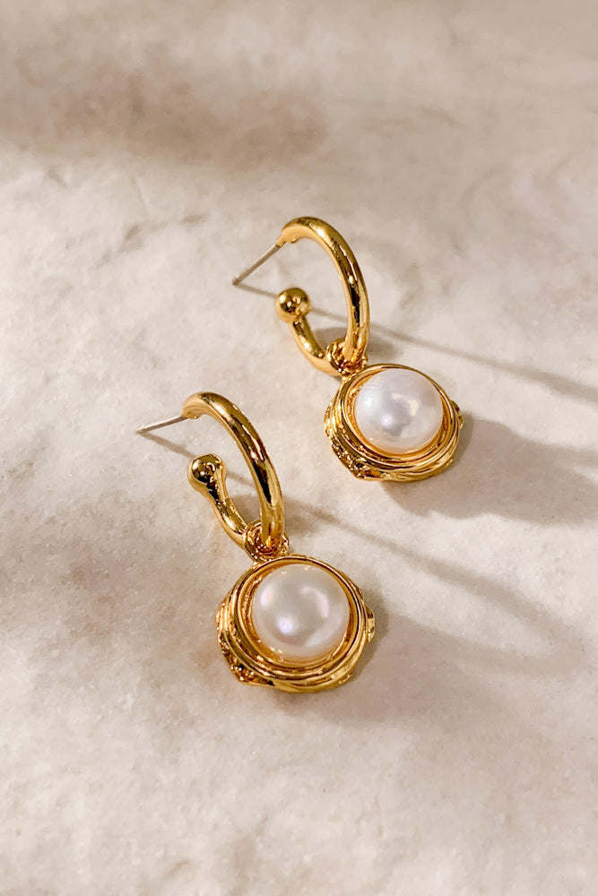 Zeni Pearl Hoops