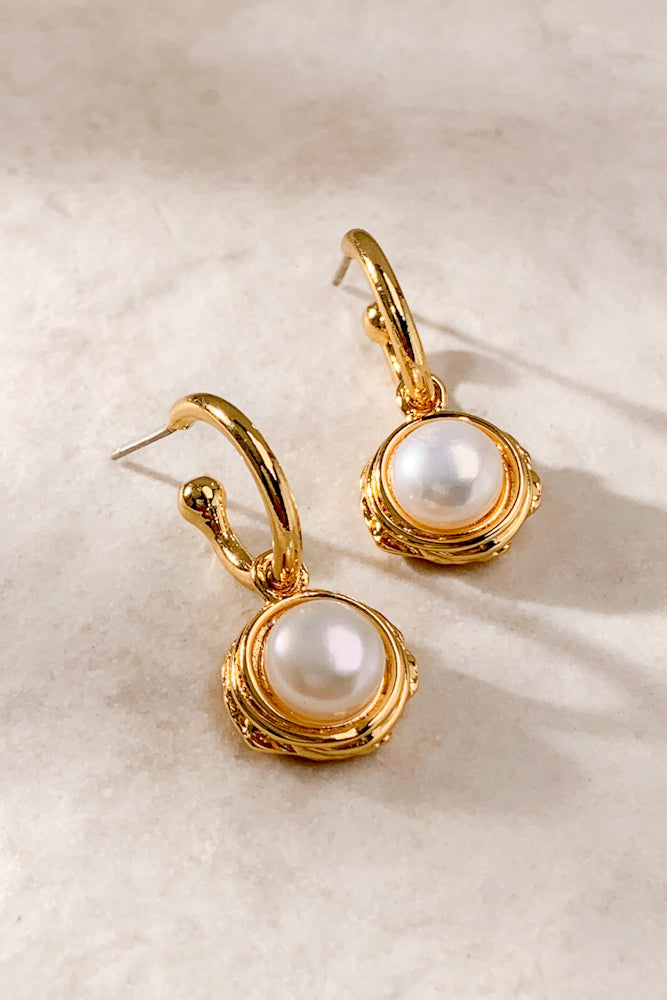Zeni Pearl Hoops