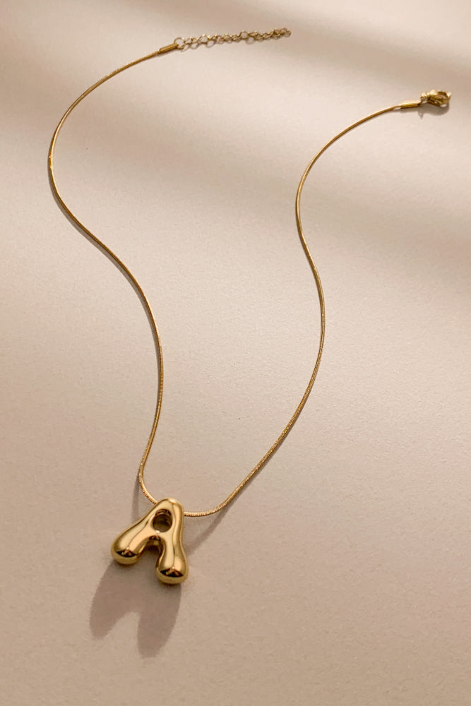 Bubble Initial Necklace (Stainless Steel)