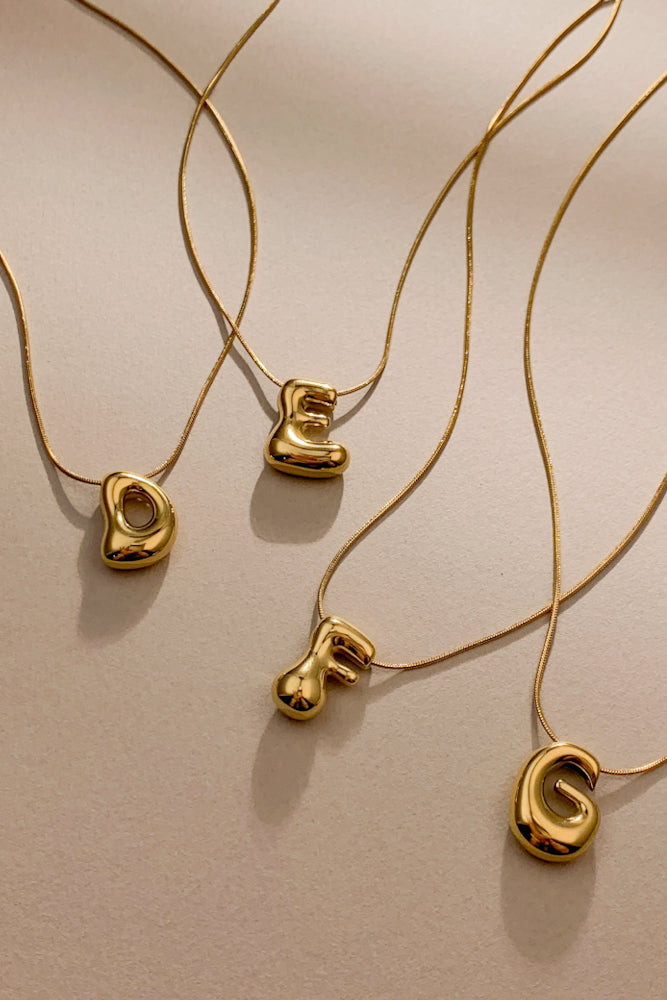 Bubble Initial Necklace (Stainless Steel)
