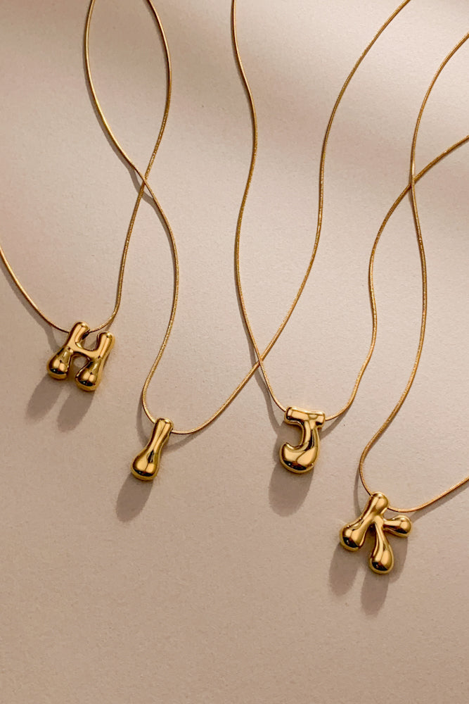 Bubble Initial Necklace (Stainless Steel)