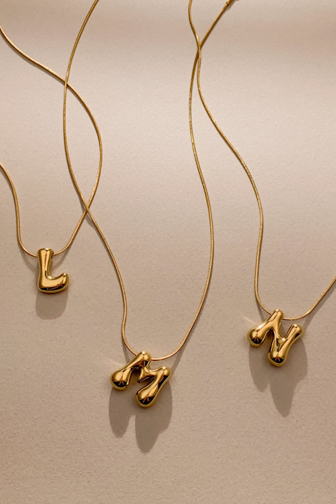 Bubble Initial Necklace (Stainless Steel)