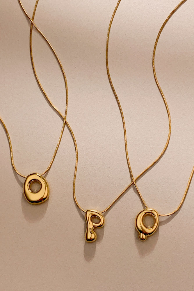 Bubble Initial Necklace (Stainless Steel)