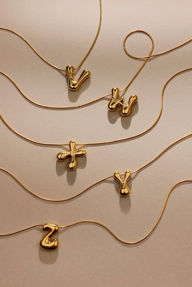 Bubble Initial Necklace (Stainless Steel)