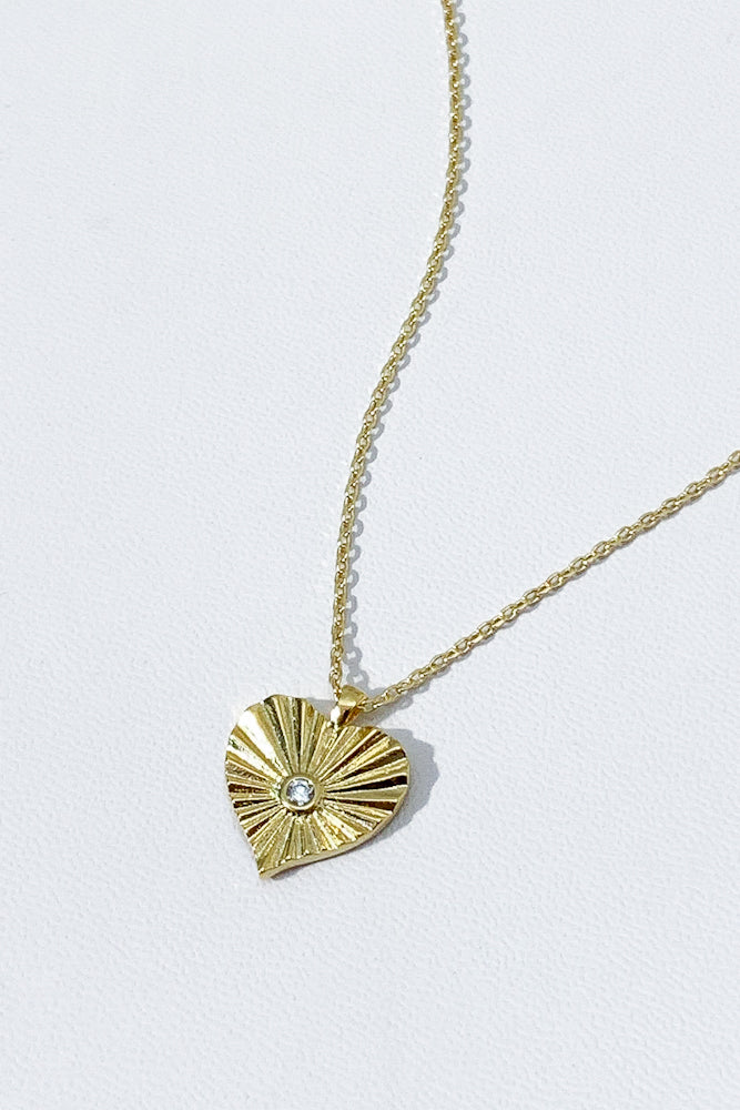 Load image into Gallery viewer, Heart Sunburst Fine Necklace

