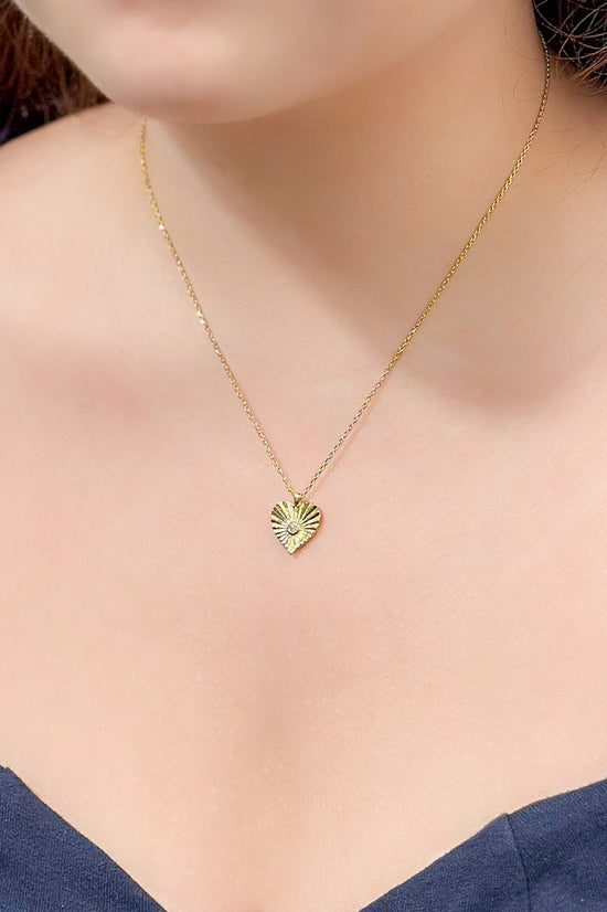 Load image into Gallery viewer, Heart Sunburst Fine Necklace
