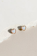 Heart Opal Ear Studs (925 Silver)