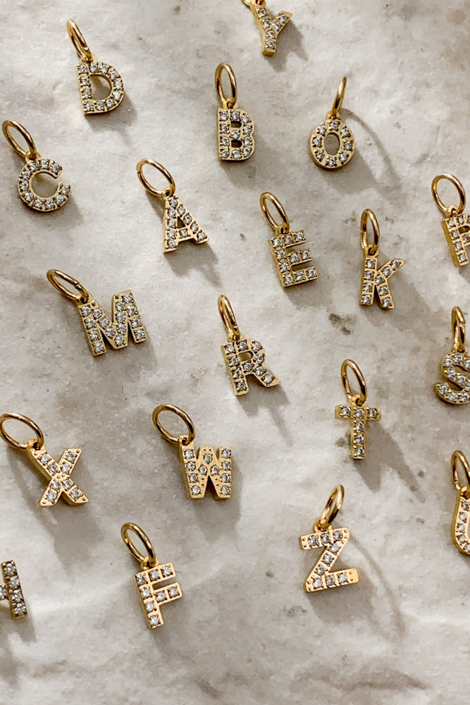 Petite Cubic Initial Charm (Stainless Steel)