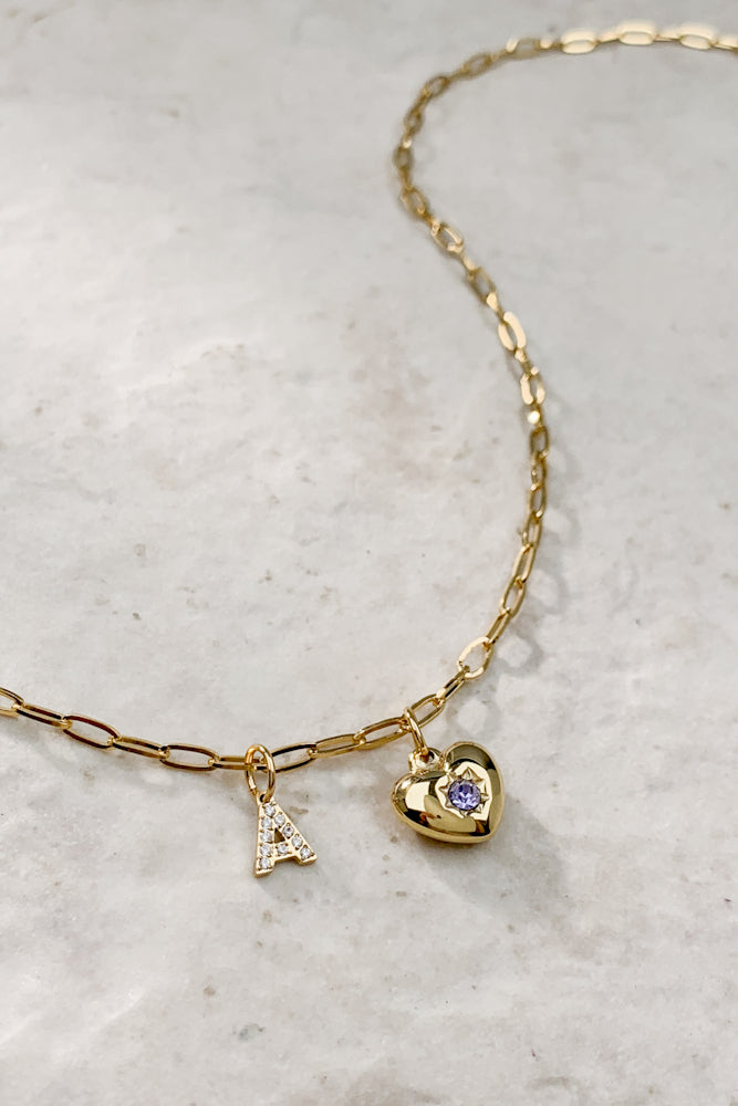 Heart Birthstone Charm (Stainless Steel)