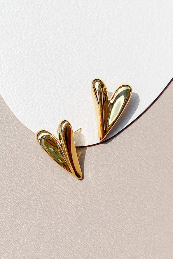 Flat Heart Ear Studs