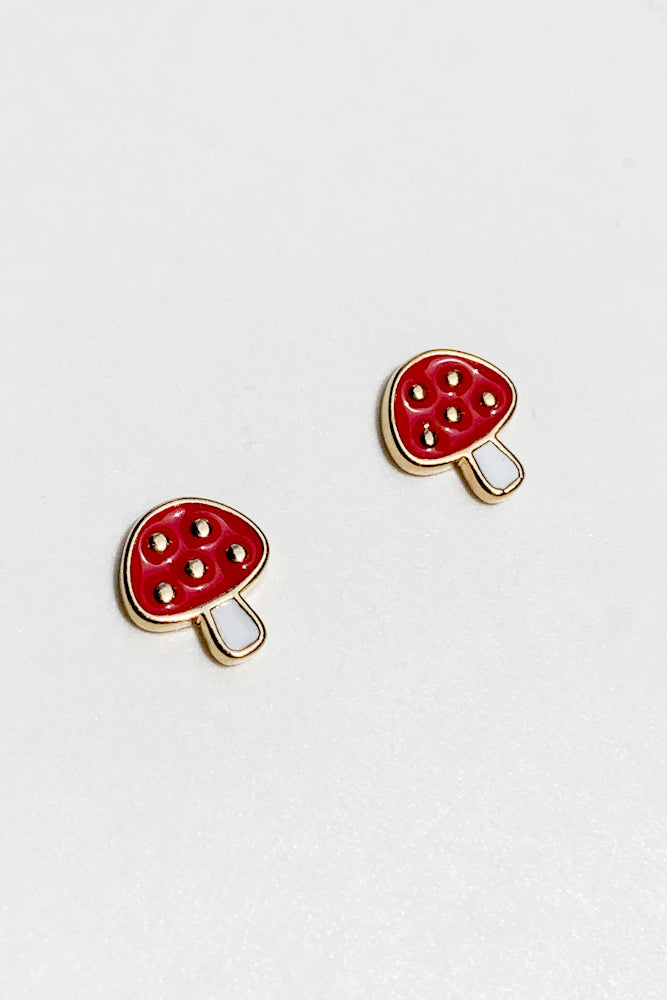 Enamel Mushroom Ear Studs