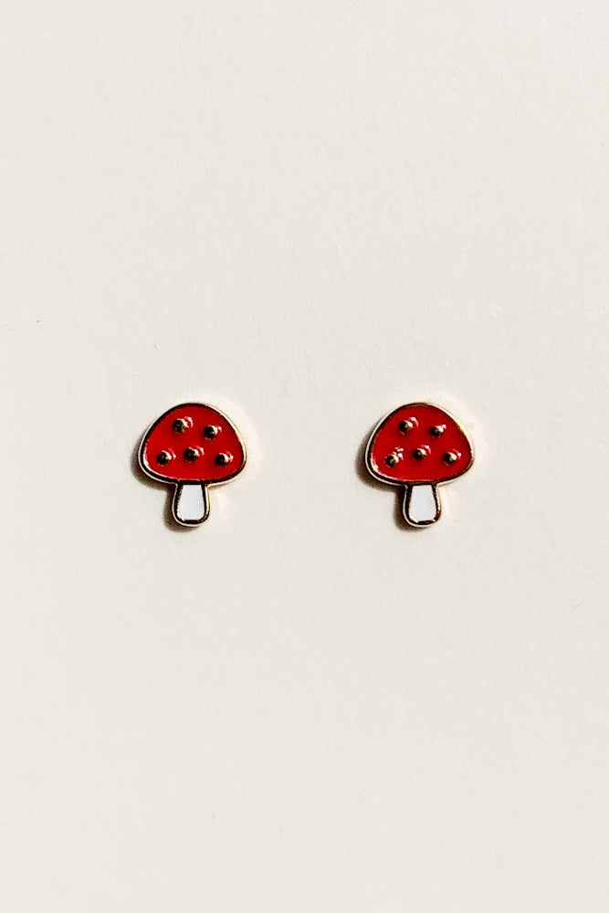 Enamel Mushroom Ear Studs