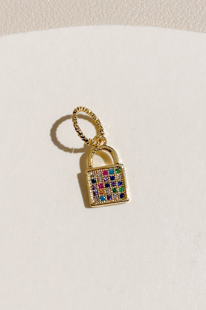 Load image into Gallery viewer, Coloured Cubic Padlock Charm
