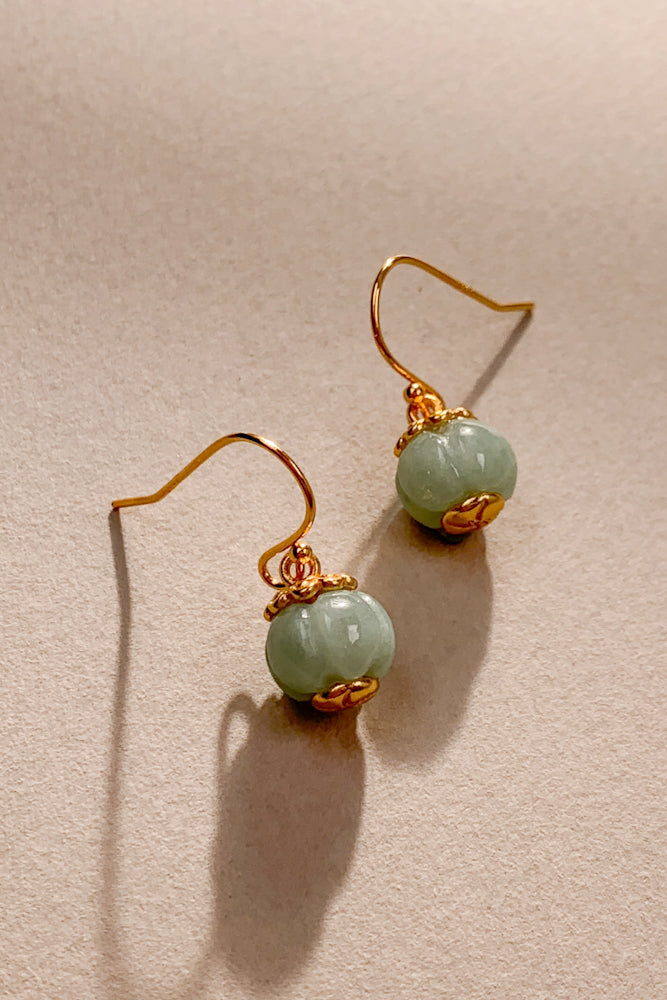 Pumpkin Jadeite Earrings (925 Silver)