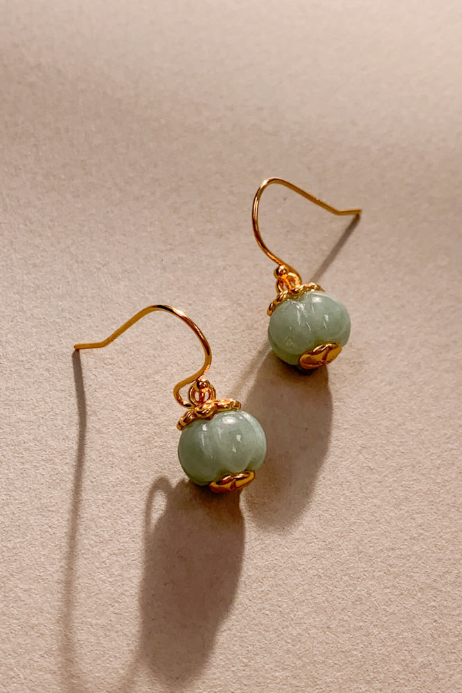 Pumpkin Jadeite Earrings (925 Silver)