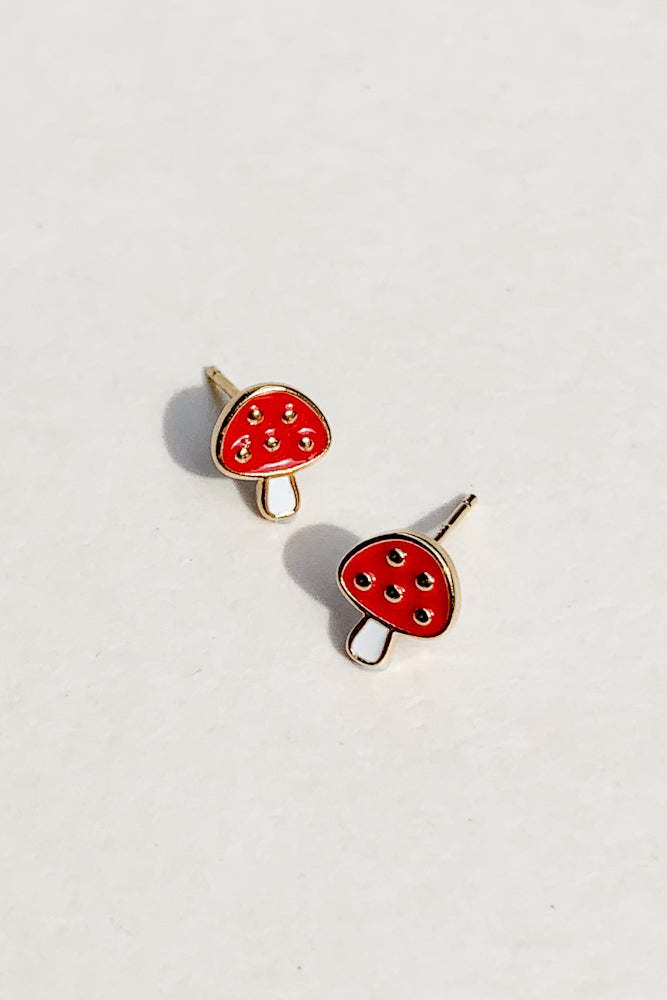 Enamel Mushroom Ear Studs