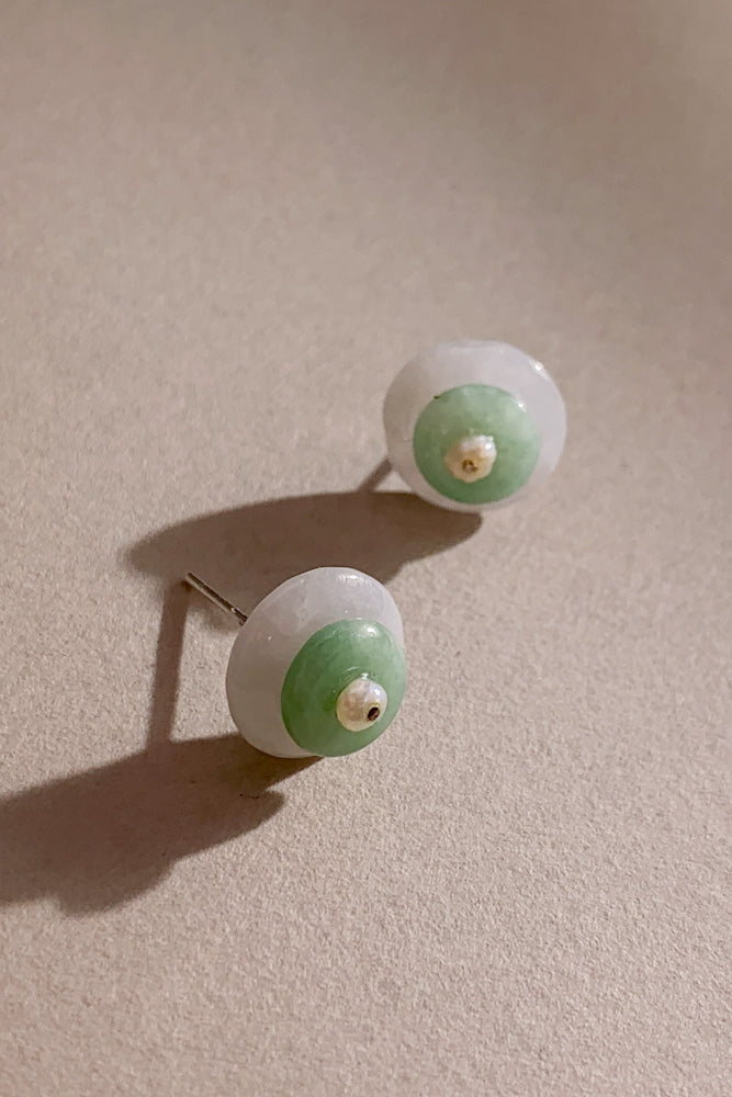 Mila Jadeite Ear Studs (925 Silver)