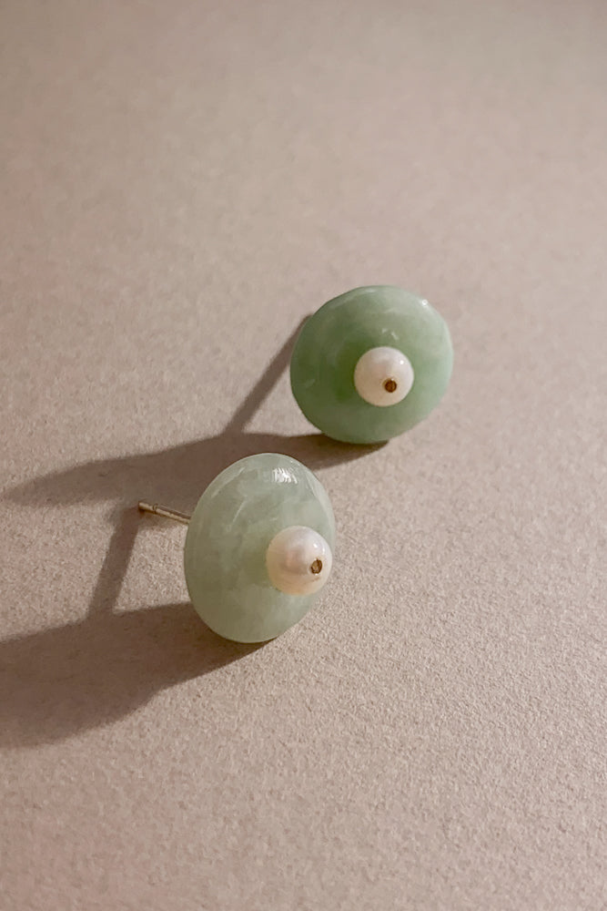 Anna Jadeite Ear Studs (925 Silver)