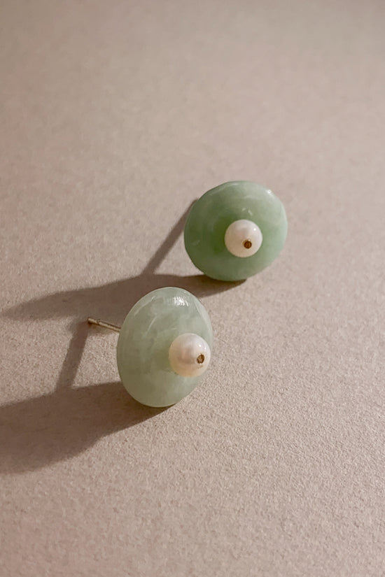 Anna Jadeite Ear Studs (925 Silver)