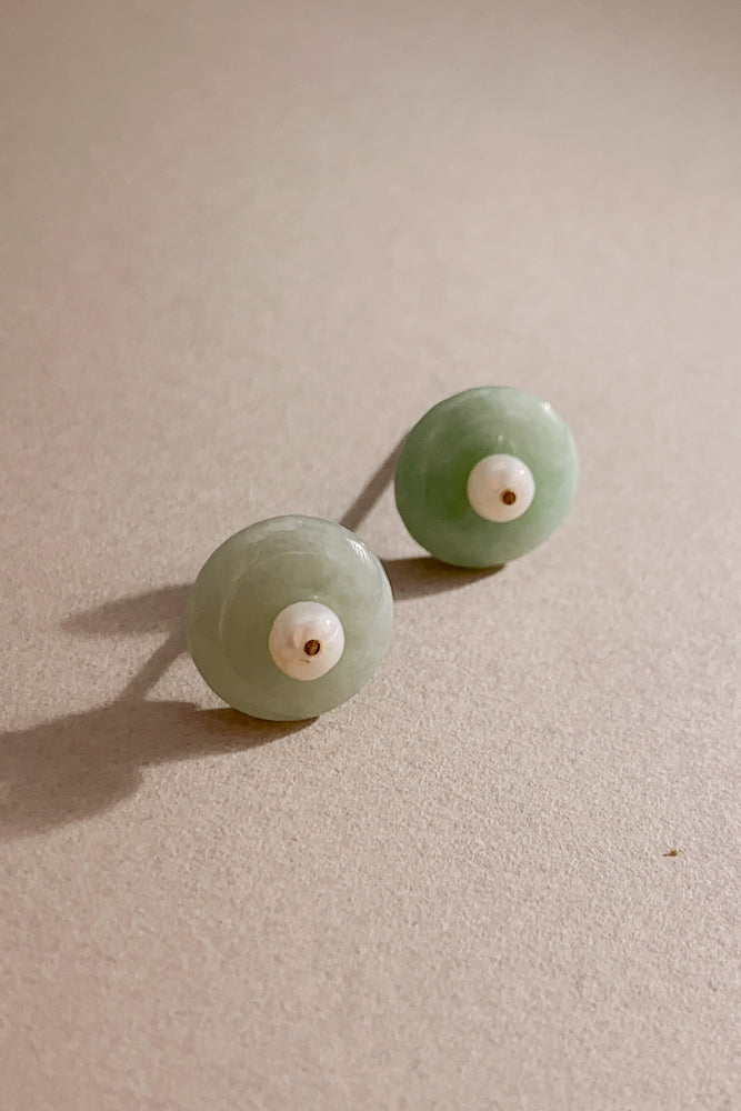 Anna Jadeite Ear Studs (925 Silver)