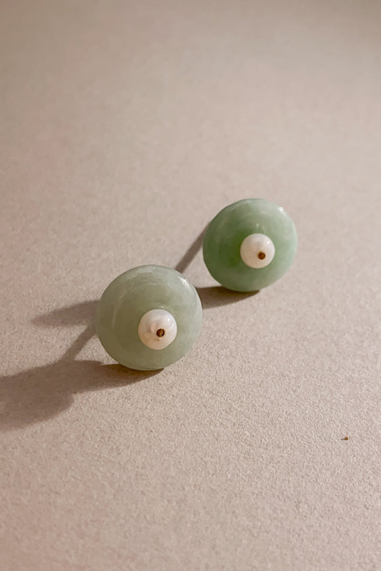 Anna Jadeite Ear Studs (925 Silver)