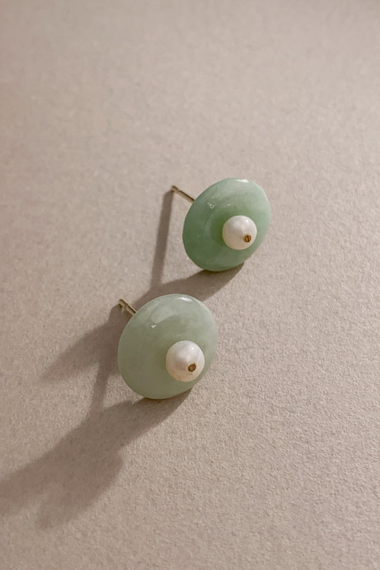 Anna Jadeite Ear Studs (925 Silver)