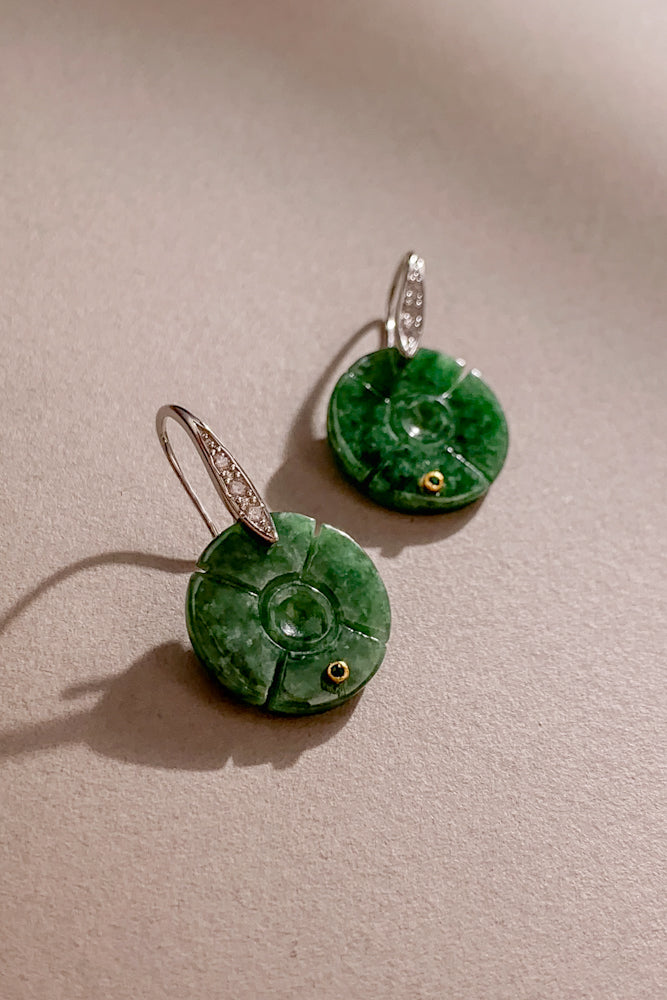Morya Jadeite Earrings (925 Silver)