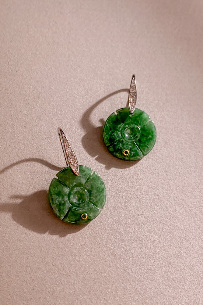 Morya Jadeite Earrings (925 Silver)
