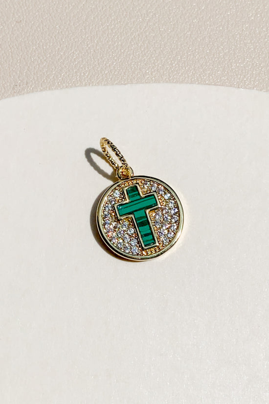 Load image into Gallery viewer, Cubic Gemstone Cross Charm
