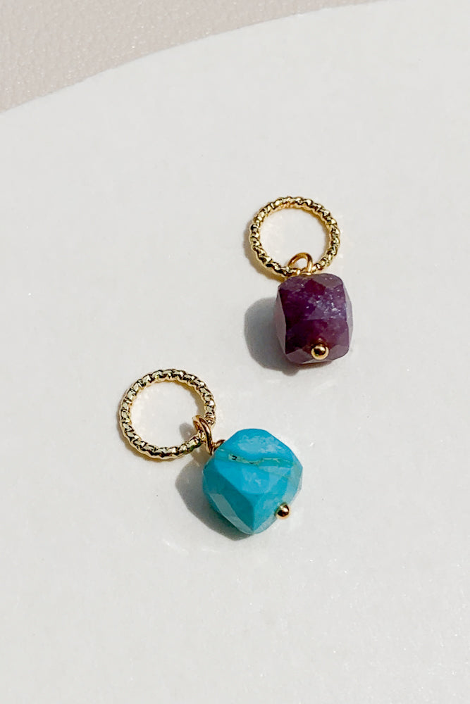 Faceted Cube Gemstone Charm