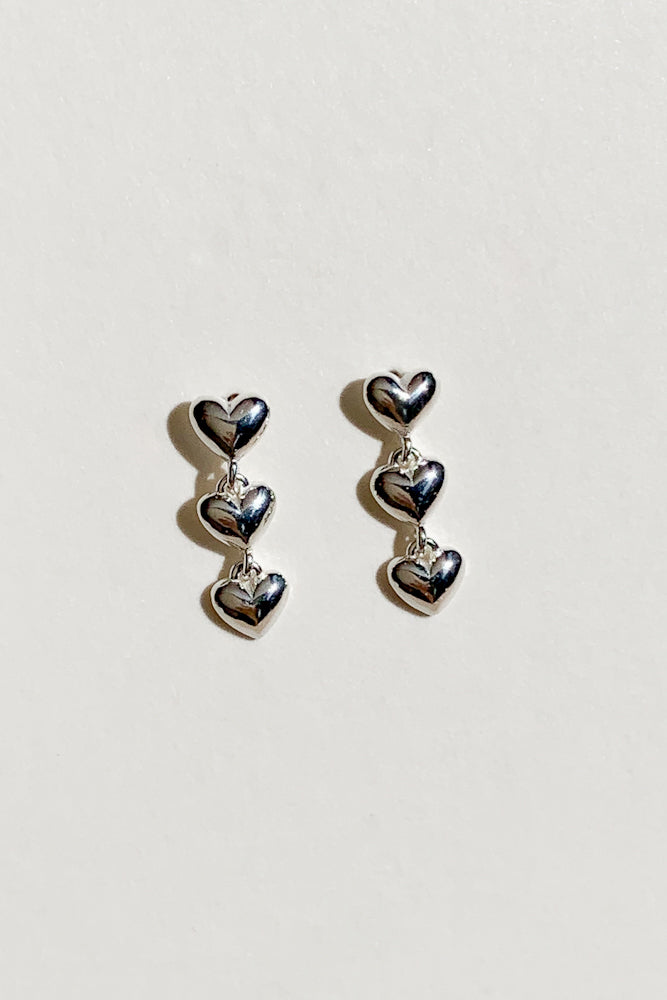 Trio Heart Earrings (925 Silver)