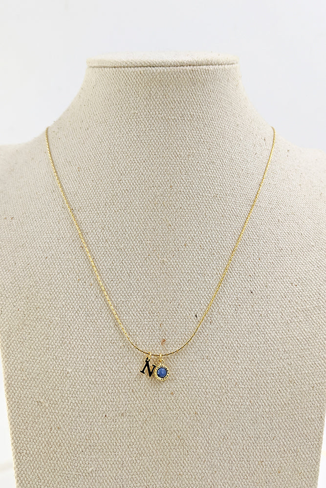 Load image into Gallery viewer, Arlo Initial Gemstone Bezel Necklace
