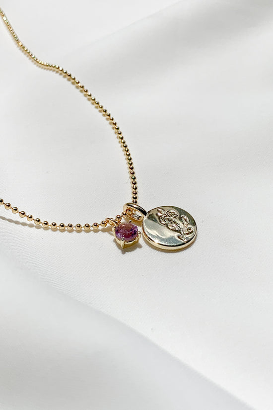 Load image into Gallery viewer, Gemstone Birth Flower Necklace
