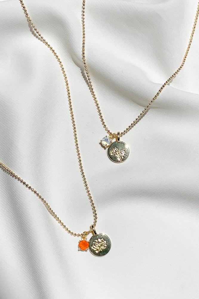 Load image into Gallery viewer, Gemstone Birth Flower Necklace
