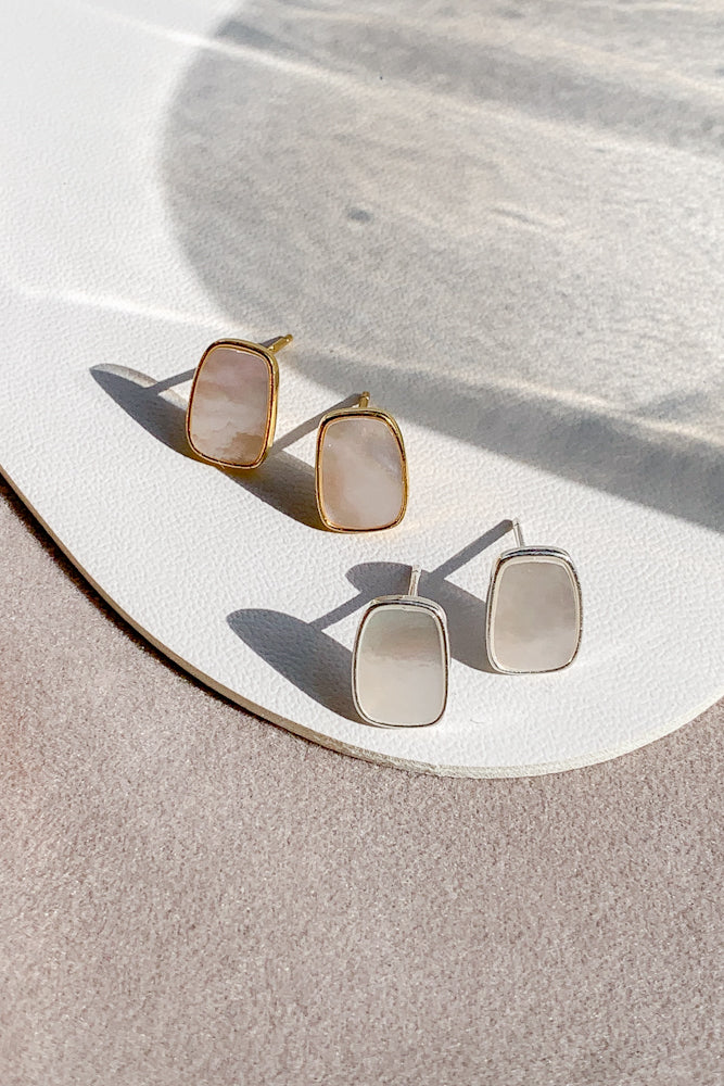Aila Mother Of Pearl Ear Studs (925 Silver)